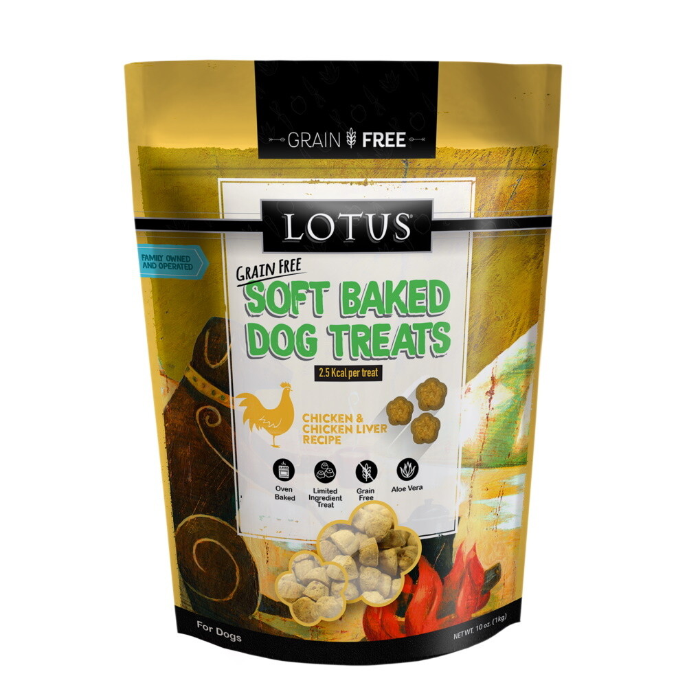Lotus Soft Baked Grain Free Chicken Liver Dog Treats 10 oz