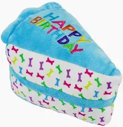 Multipet Birthday Cake Slice Plush Dog Toy Blue 6"