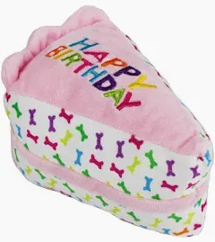 Multipet Birthday Cake Slice Plush Dog Toy Pink 6"