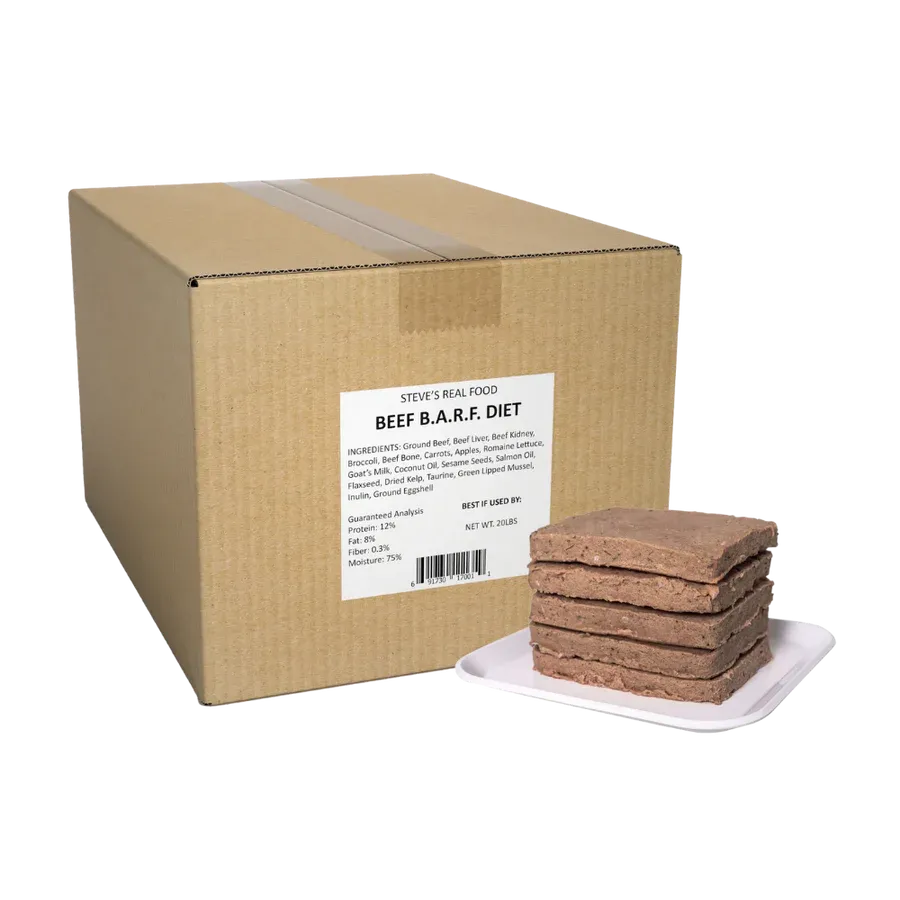 Steve's Real Food Dog Frozen Prey Beef Patties Bulk 20 lb