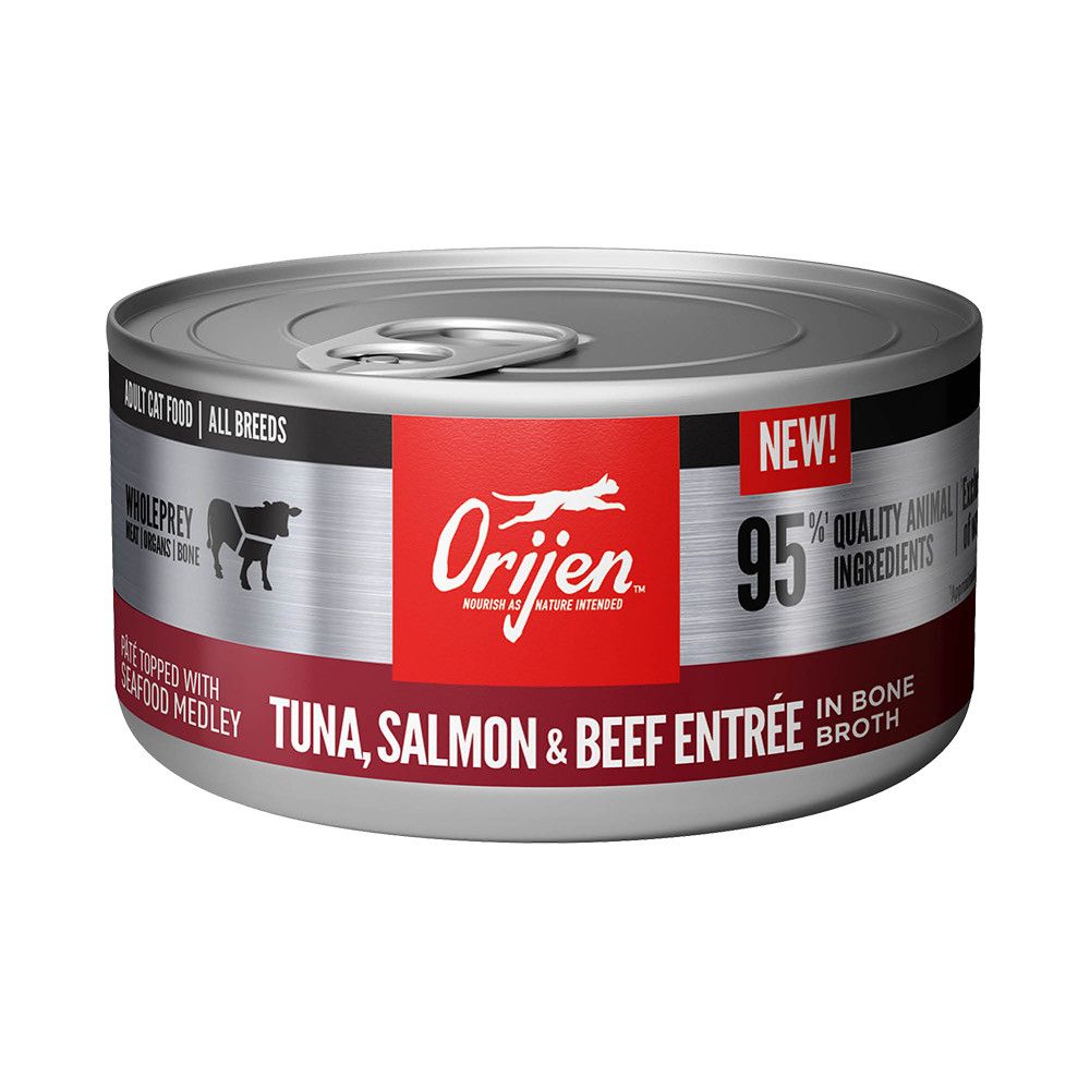 Orijen Tuna, Salmon &amp; Beef Entrée in Bone Broth 3oz