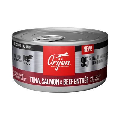 Orijen Tuna, Salmon &amp; Beef Entrée in Bone Broth 3oz
