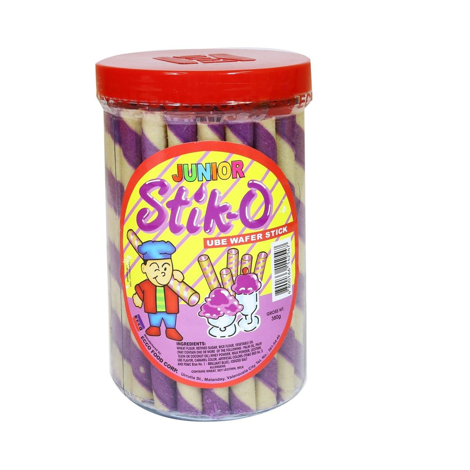 Junior Stik-O Ube Wafer Sticks 380g | PinoyNZTrading