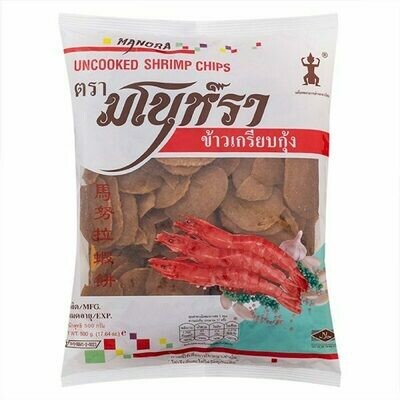 Uncooked Shrimp Chips MANORA (ข้าวเกรียบกุ้งชนิดไม่ทอด ตรามโนห์รา) 500g.