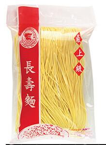 Yellow Long Life Noodle RED DRAGO (เส้นหมี่ซั่ว บะหมี่เหลืองแห้ง ตรามังกรแดง) 375g.