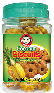 HOSHI Coconut Biscuits with Pineapple Jam (ขนมปังกะทิใส้สับปะรด ตราโฮชิ) 225g.