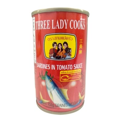 Sardine in Tomato Sauce THREE LADY (ปลาซาร์ดีนในซอสมะเขือเทศ ตราสามแม่ครัว) 155g