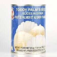 Toddy Palm Seed Slices in Syrup COCK (ลูกตาลในน้ำเชื่อม หั่นสไลด์ ตราไก่) 565g.