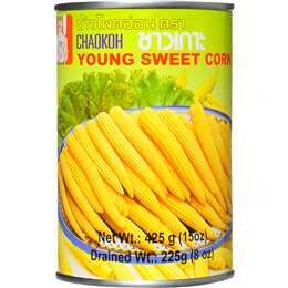 Young Sweet Corn, Baby Corn (15 up) CHAOKOH (ข้าวโพดอ่อน {15ชิ้นขึ้น} ตราชาวเกาะ) 425g.