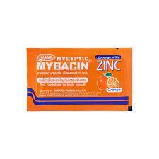 Myseptic MYBACIN Lozenge with Zinc (มายบาซิน เม็ดอมผสมซิงค์ รสส้ม x10 เม็ด ตรามายบาซิน) 10 Lozenge