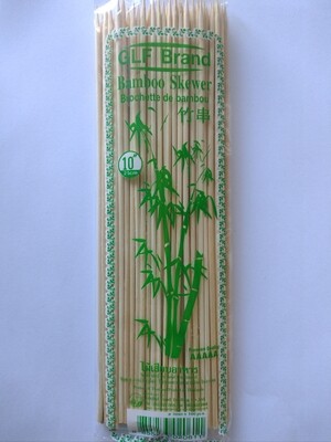 Bamboo Skewer BBQ 10&quot; (25cm.) (ไม้เสียบอาหาร ลูกชิน ไม่ไผ่ทำบาร์บีคิว ขนาด 10 นิ้ว =25cm) X 100 pieces