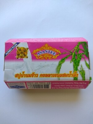 Rice Milk &amp; Collagen with Honey Soap ASANTEE (สบู่น้ำนมข้าว คอลลาเจน ผสมน้ำผึ้ง ตราเอแซนเต้) 125g.