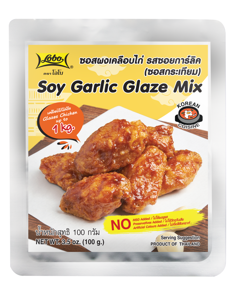 LOBO Soy Garlic Glaze Mix Korean Cuisine (ซอสผงเคลือบไก่ สไตล์เกาหลี รสซอยการ์ลิค ซอสกระเทียม ตราโลโบ) 100g.