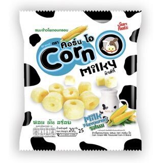 CORN O Corn Snack Milk Flavoured (ข้าวโพดอบกรอบ รสนม ตราคอร์น โอ) 25g.