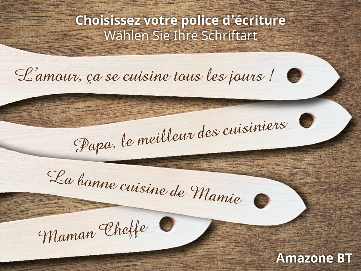 Küchenspachtel mit Text, Schriftart: Amazone