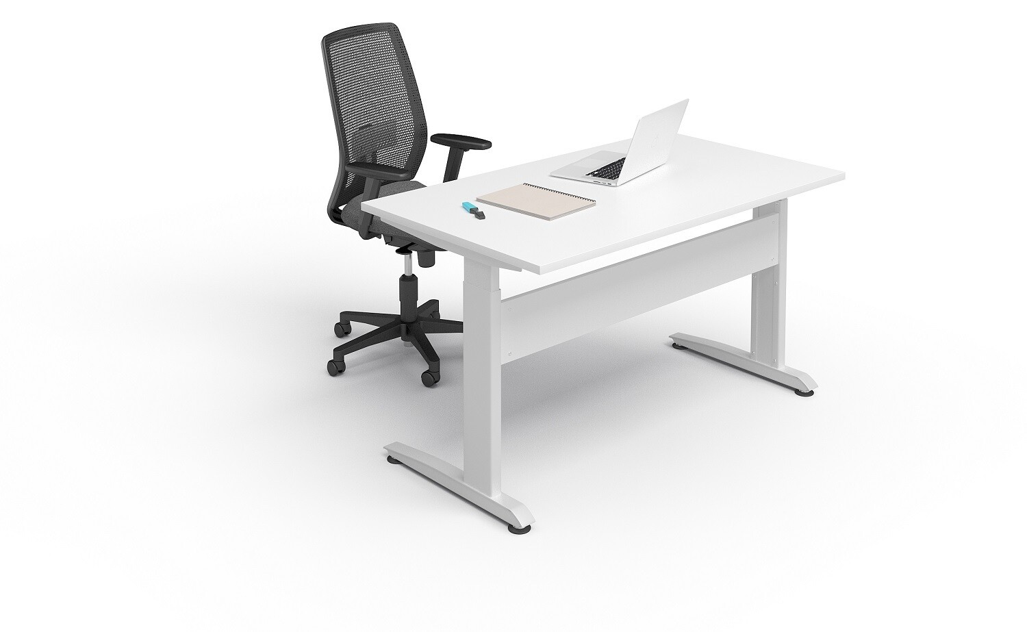 Birou SitStand SES 140 (140X80X69-121H cm), Selectează culoarea cadrului metalic: Alb, Selecteză culoarea blatului: Alb