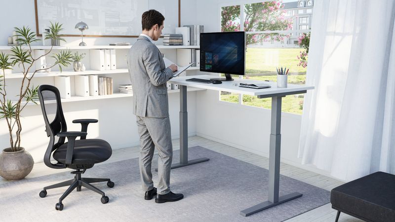 Birou sit-stand KPEX 139 + Scaun ergonomic Bon 6252B