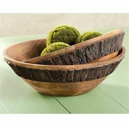 Mud Pie Bark Wood Nesting Bowl Set