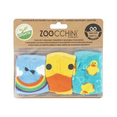 Zoocchini Toddler/Kids 3 Piece Organic Reusable Face Mask Set