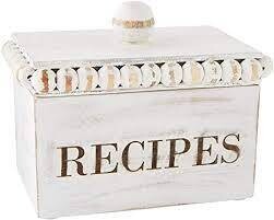MP White Beaded Recipe Box