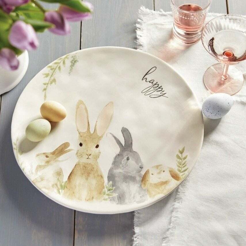 MP Watercolor Rnd Bunny Platter