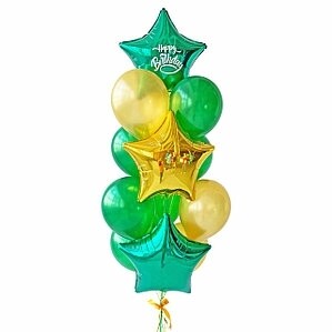 Связка шаров 2 зеленые звезды с надписью