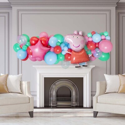 Гирлянда из надутых воздушных шаров из фольги «Свинка Пеппа» 2м