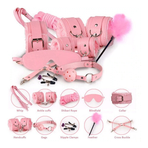 ​KIT BONDAGE PELUCHE ROSA / 10 PIEZAS
