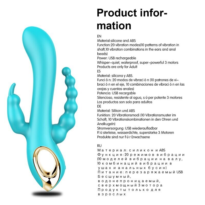 RABBIT VIBRADOR TRIPLE CELESTE