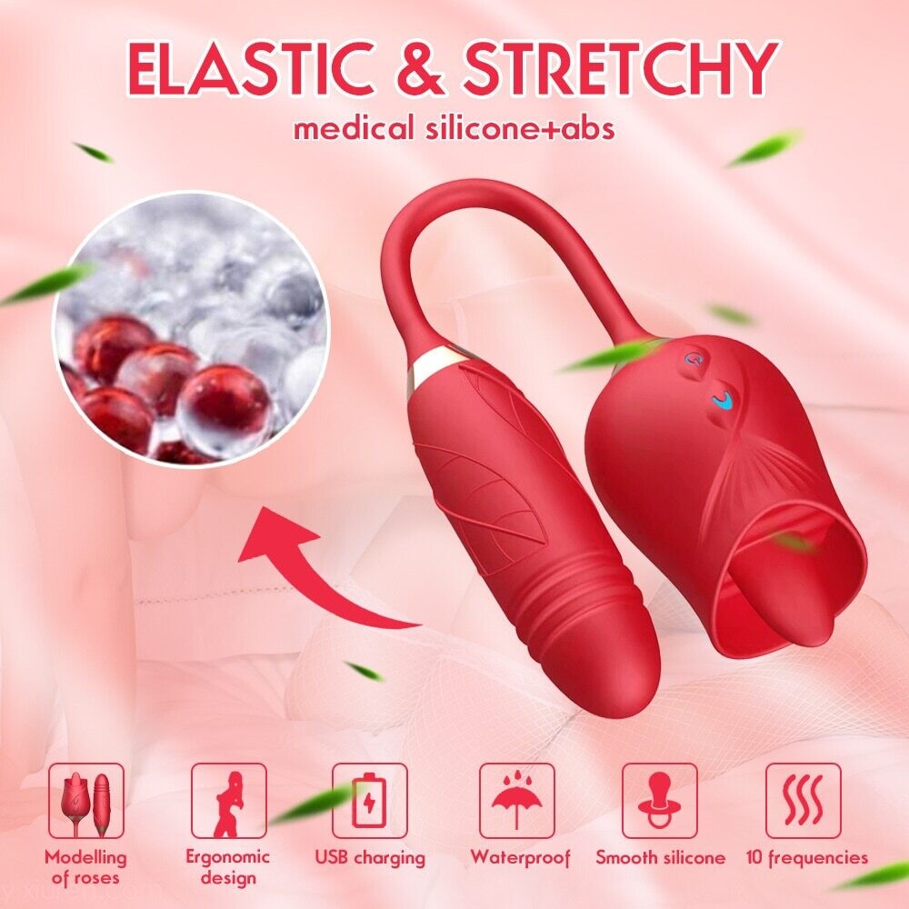 ROSITA VIBRADOR CON LENGUA TELESCOPICO