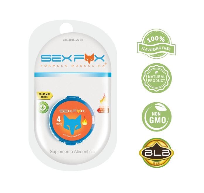 SEX FOX CON 4 TABLETAS - VIGORIZANTE MASCULINO