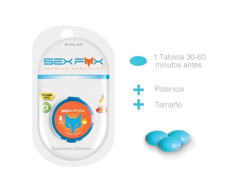 SEX FOX CON 4 TABLETAS - VIGORIZANTE MASCULINO