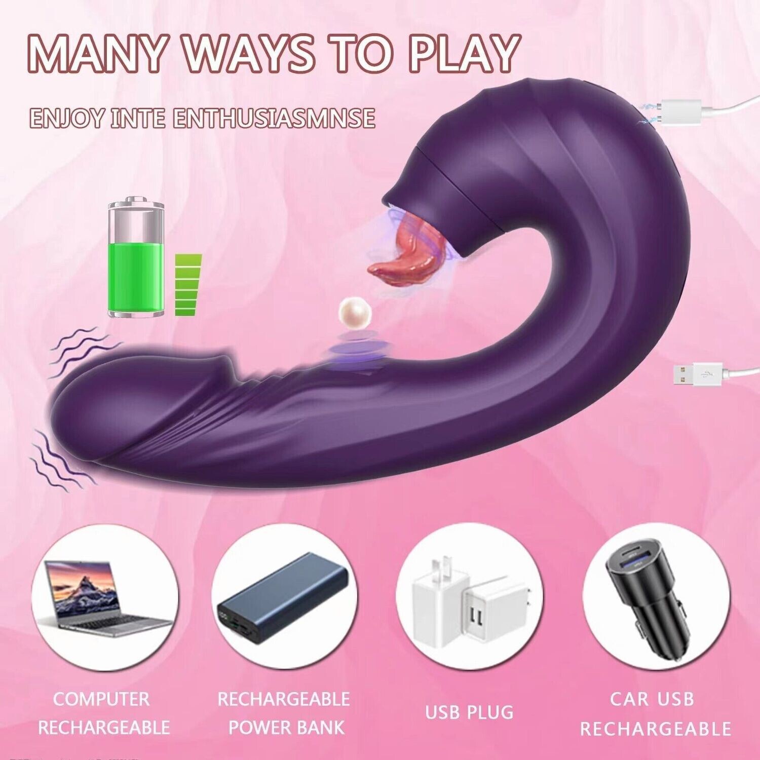 Vibrador 3 en 1 punto G con lengua