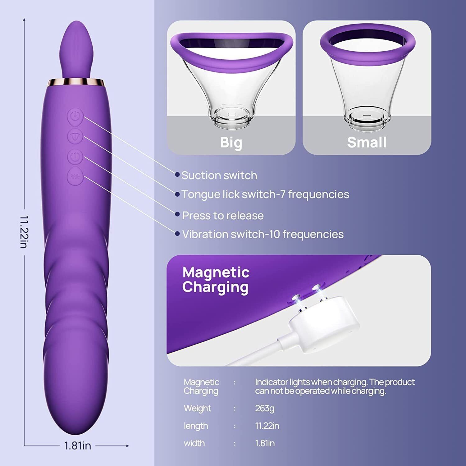 Dildo Vibrador y succionador con lengua