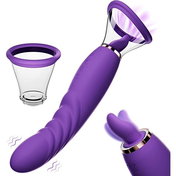 Dildo Vibrador y succionador con lengua