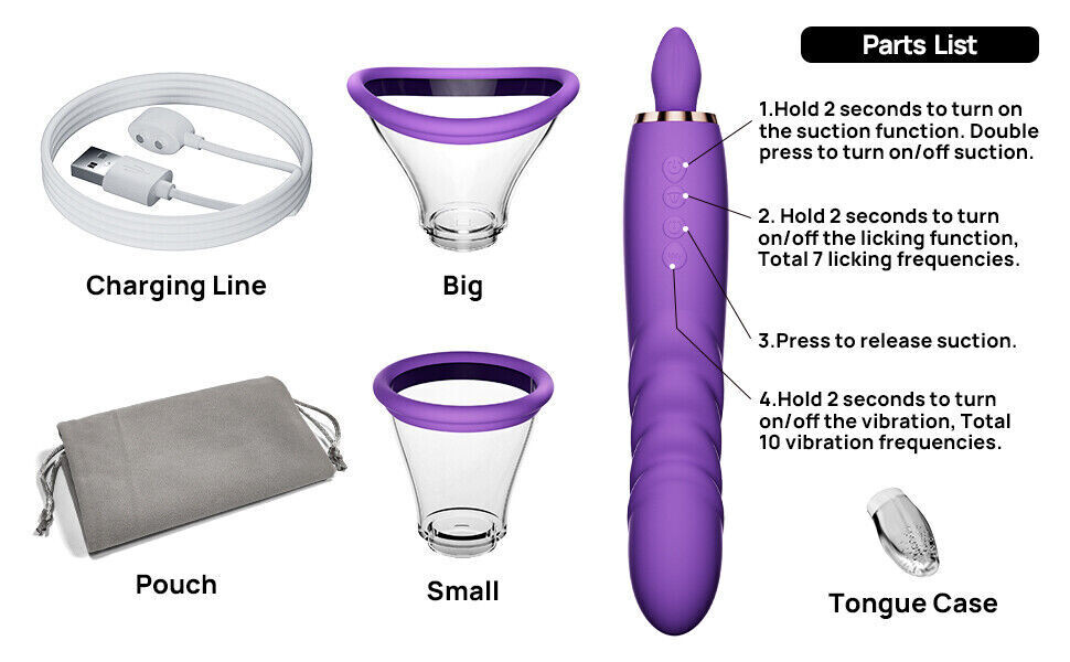 Dildo Vibrador y succionador con lengua