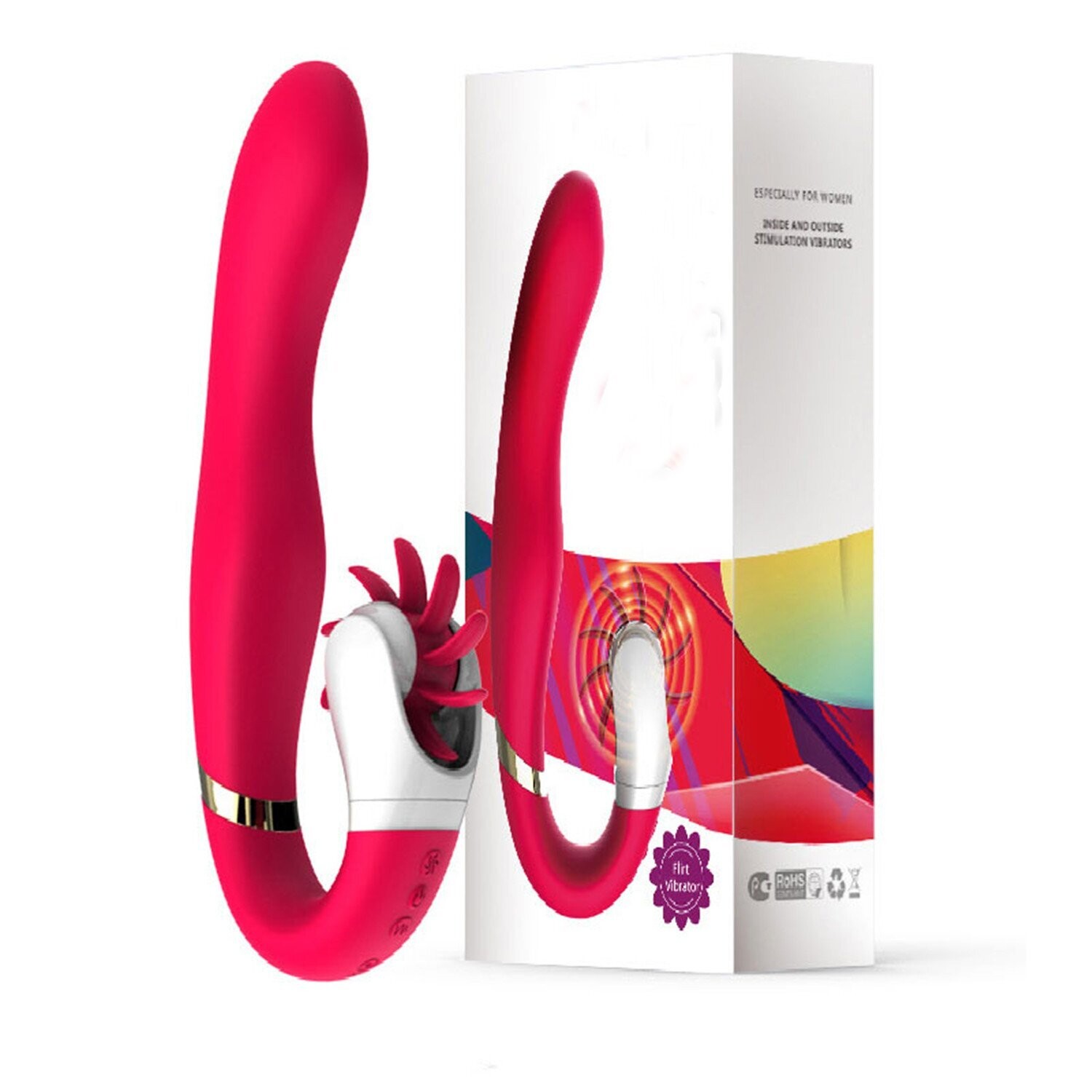 Dildo vibrador con lengua rotativa