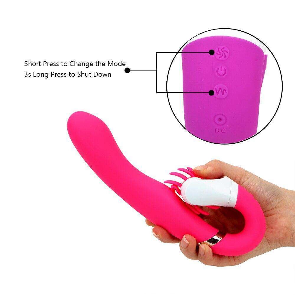 Dildo vibrador con lengua rotativa