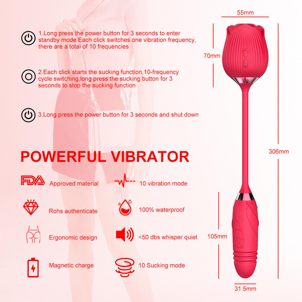 Estimulador y succionador  tipo rosa