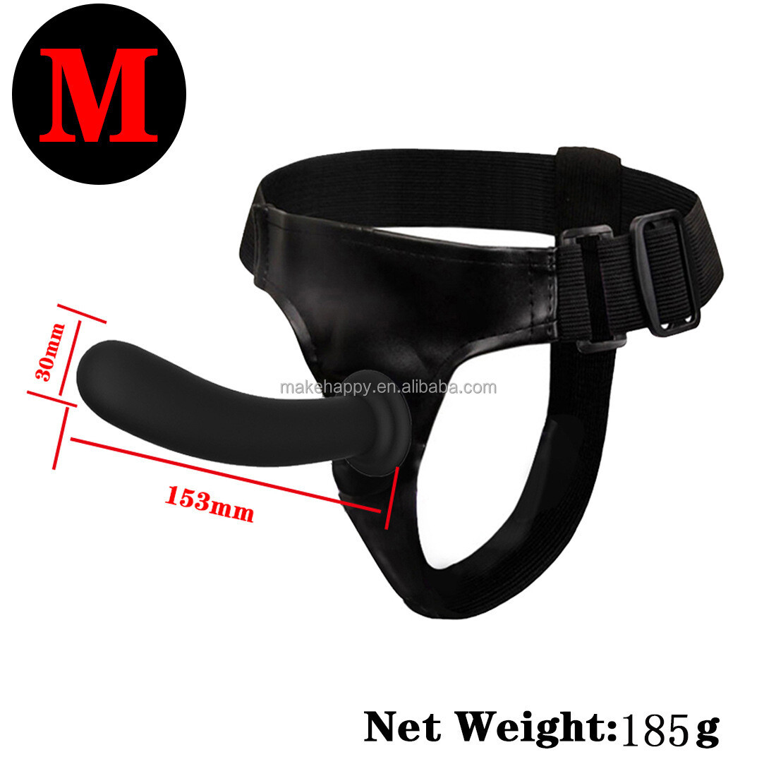 Strap-on, arnes con dildo liso elegante M