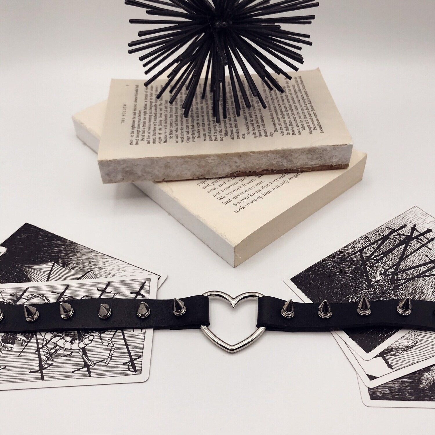 Collar Spike Heart con correa