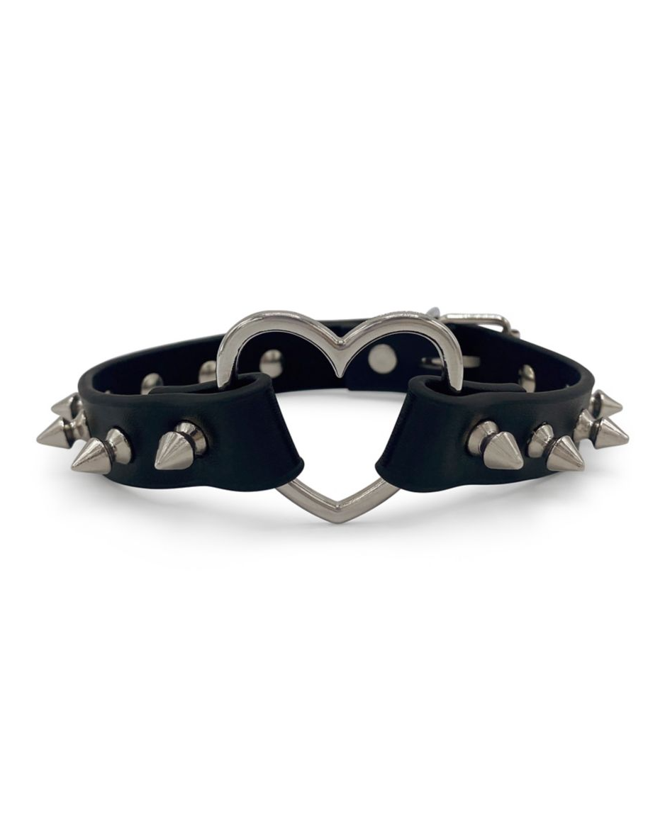 Collar Spike Heart con correa
