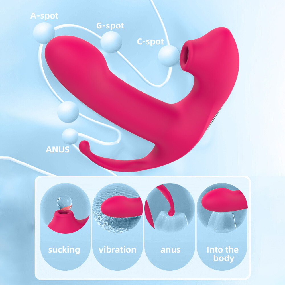 Dildo Vibrador Succionador de Clitoris y Estimulador Anal