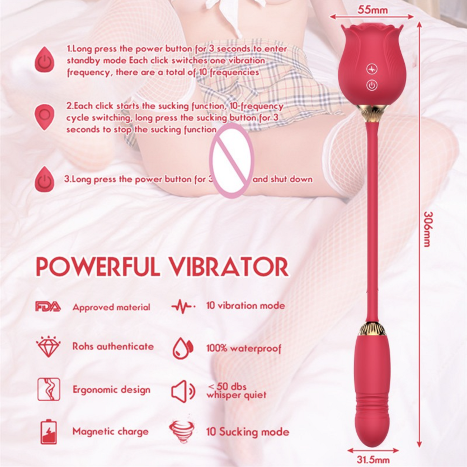 Succionador  y Vibrador Telescópico Rosita