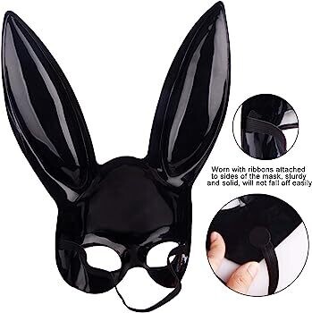 Mascara de conejo negra Cosplay