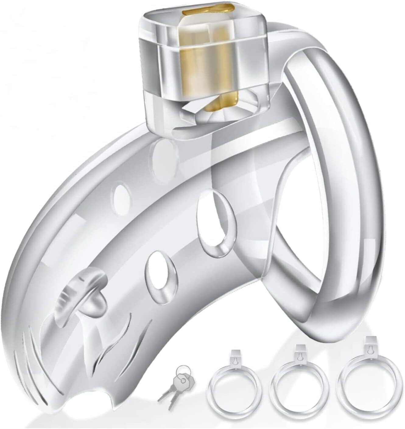 Jaula de Castidad 3 Anillos Acrílica