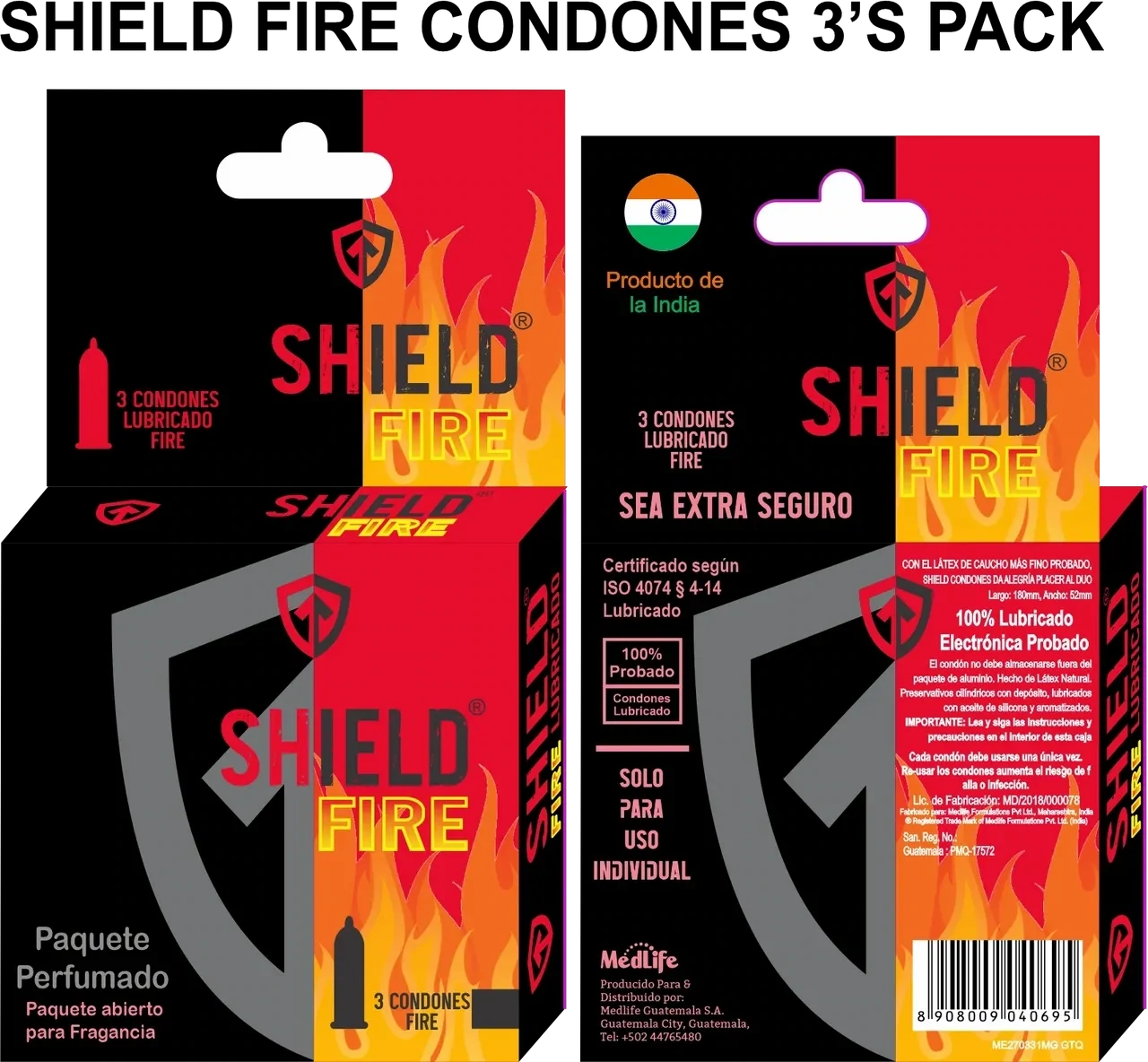 CONDONES SHIELD FIRE LUBRICADO
