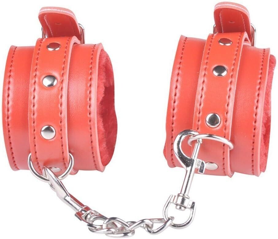 KIT BONDGE DE CUERO Y PELUCHE ROJO