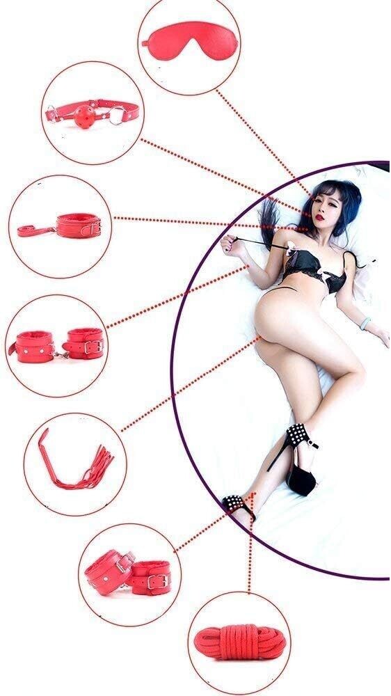 KIT BONDGE DE CUERO Y PELUCHE ROJO