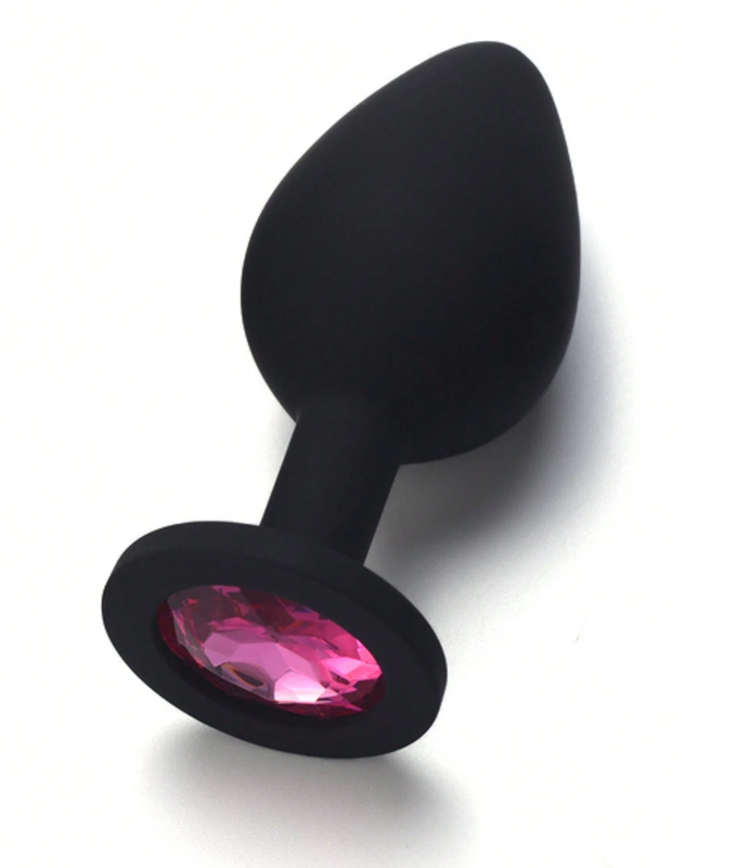 Plug Anal Silicona Negro Diamantado Talla S